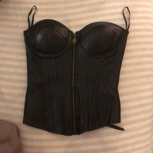 Windsor Black Zip Up Corset Top